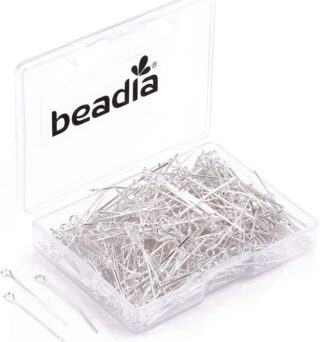 BEADIA Open Eye Pins Silver Head Pins for DIY Jewelry Making 30mm 300pcs