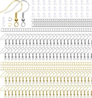 600Pcs Earring Making Kit with Earring Hooks, Jump Rings and Earring Backs | 925 silver-plated copper material, Hypoallergenic, Gold and Silver