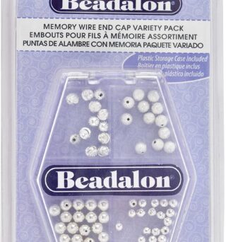 Beadalon Memory Wire End Caps, Variety Pack, Silver Plated, 24 pc 3 mm, 24 pc 4 mm, 12 pc 4 mm corrugated, 12 pc 4 mm sparkle