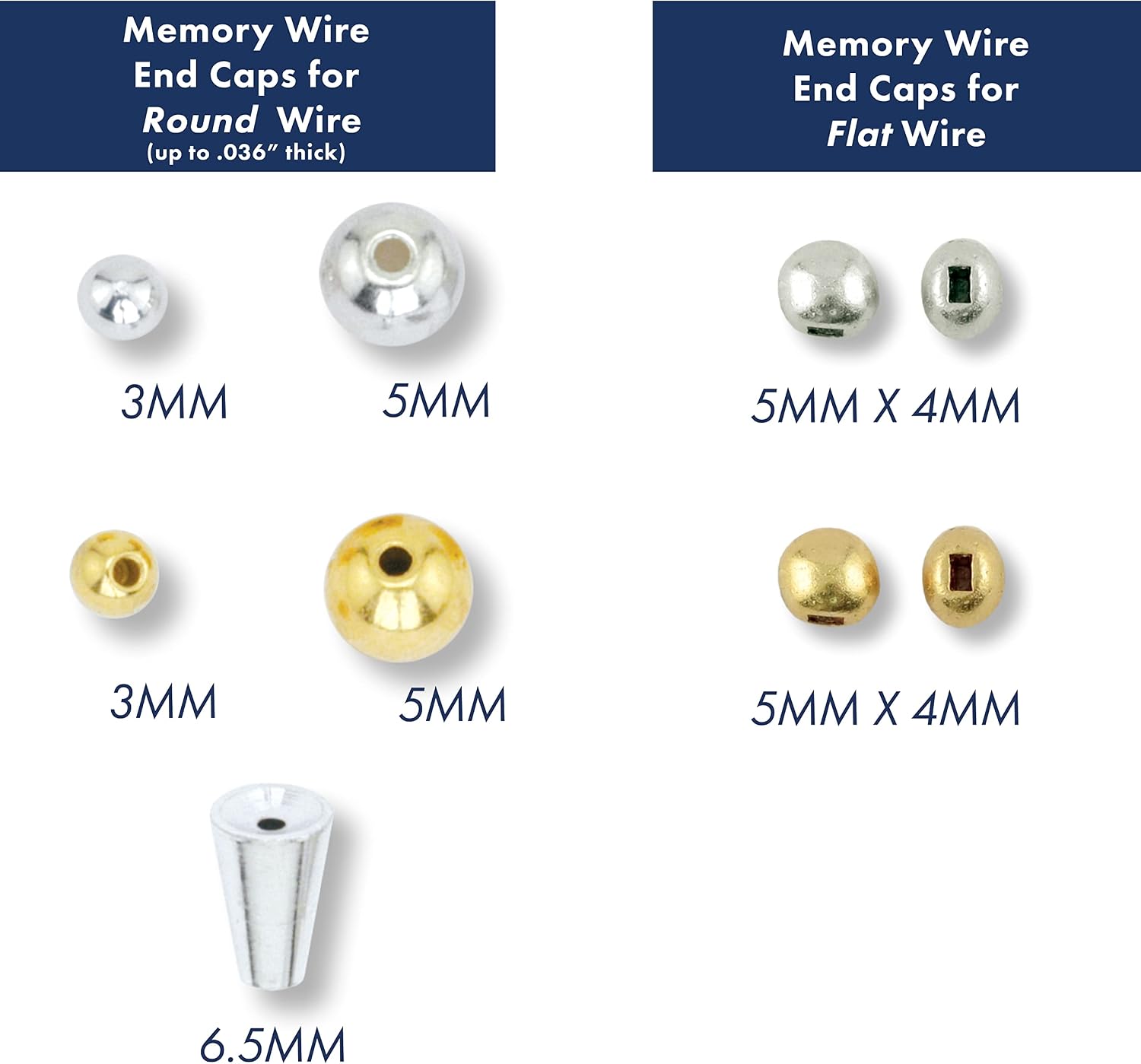 Beadalon Memory Wire End Caps, Variety Pack, Silver Plated, 24 pc 3 mm, 24 pc 4 mm, 12 pc 4 mm corrugated, 12 pc 4 mm sparkle - Image 3