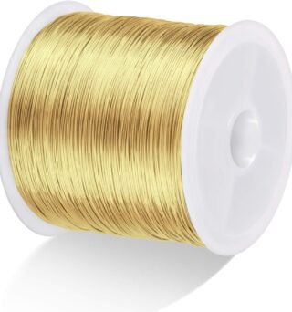 MIKIMIQI Jewelry Wire - 328Ft, 26 Gauge, Tarnish Resistant, Copper, 0.4mm X 100m (Gold)